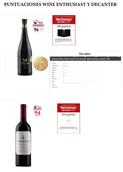 Puntuaciones Wine Enthusiast y Decanter